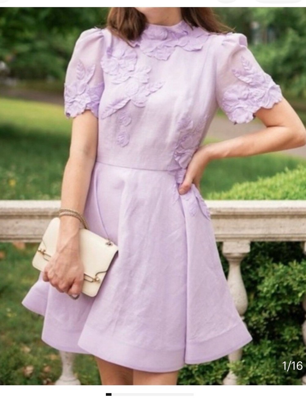 Antonio Melani Lavender Linen Floral Appliqué Dress NWT Size 4
